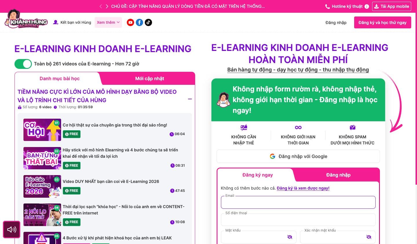 Screenshot of the Khanh Hung Academy website
