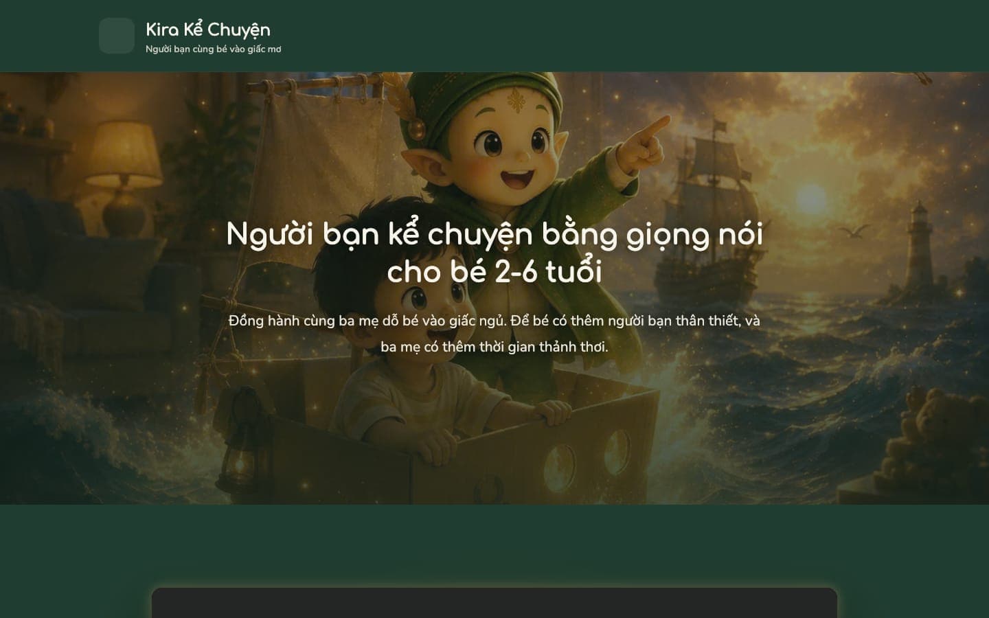 Screenshot of the Kira Kể Chuyện website
