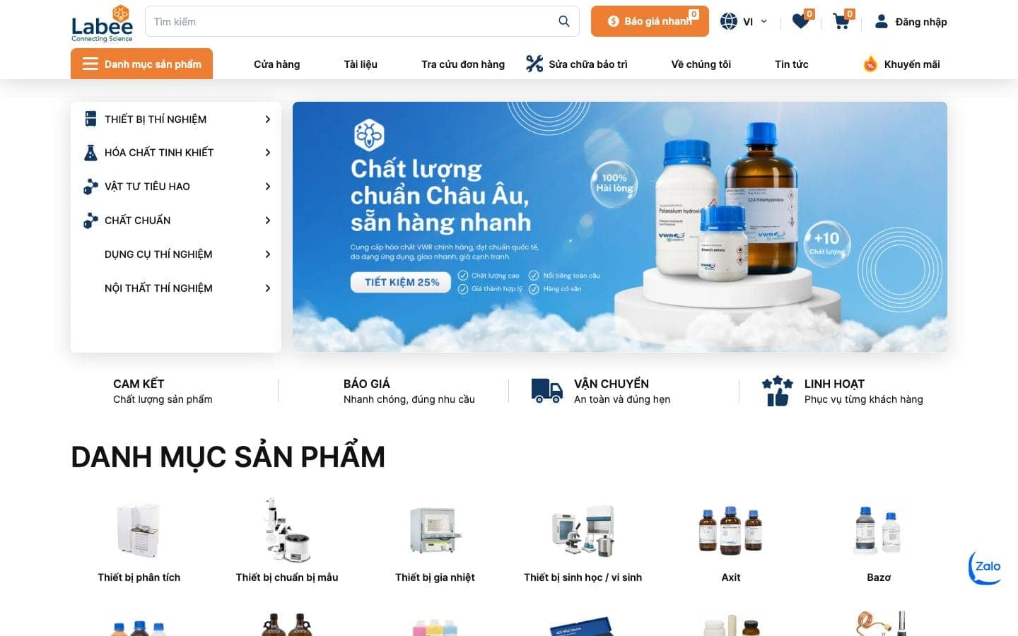 Screenshot of the Labee website