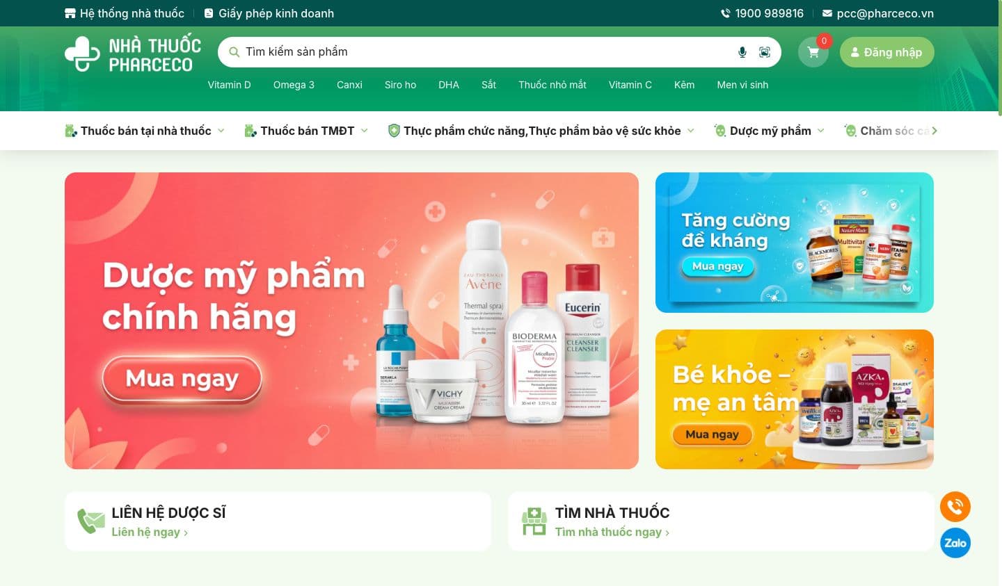 Screenshot of the Nhà thuốc Pharceco website